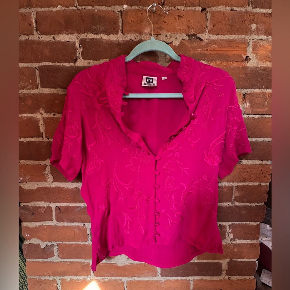 Together Fuchsia Embroidered Blouse